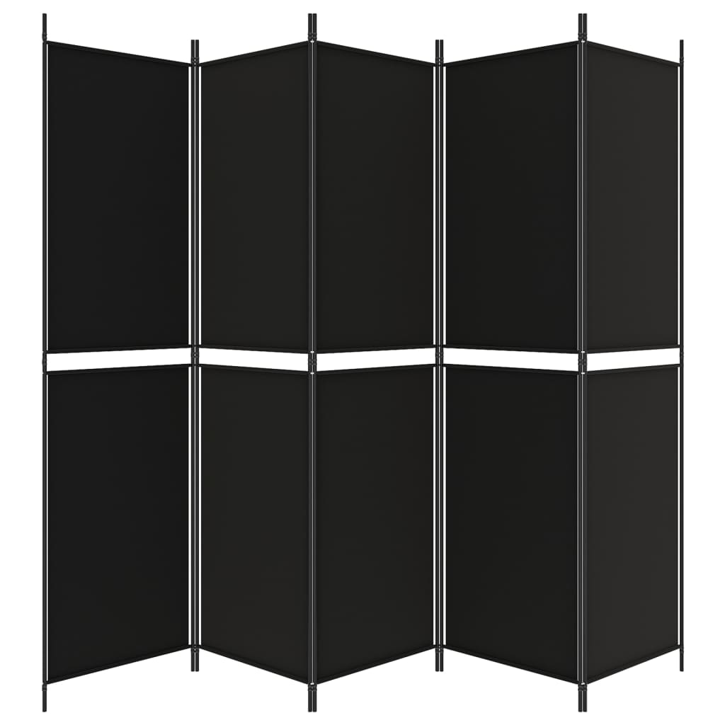 vidaXL Διαχωριστικό Δωματίου με 5 Πάνελ Μαύρο 250x200 εκ. από Ύφασμα