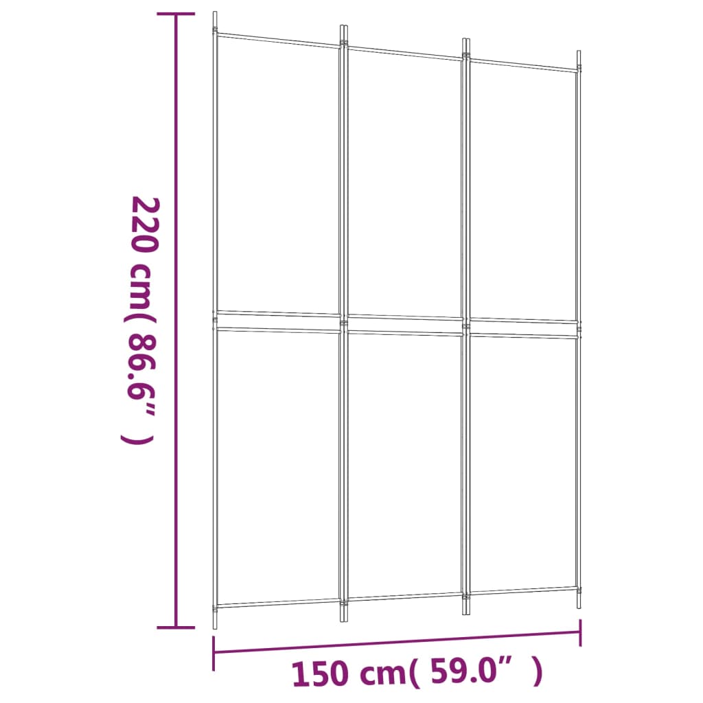 vidaXL Διαχωριστικό Δωματίου με 3 Πάνελ Καφέ 150x220 εκ. από Ύφασμα