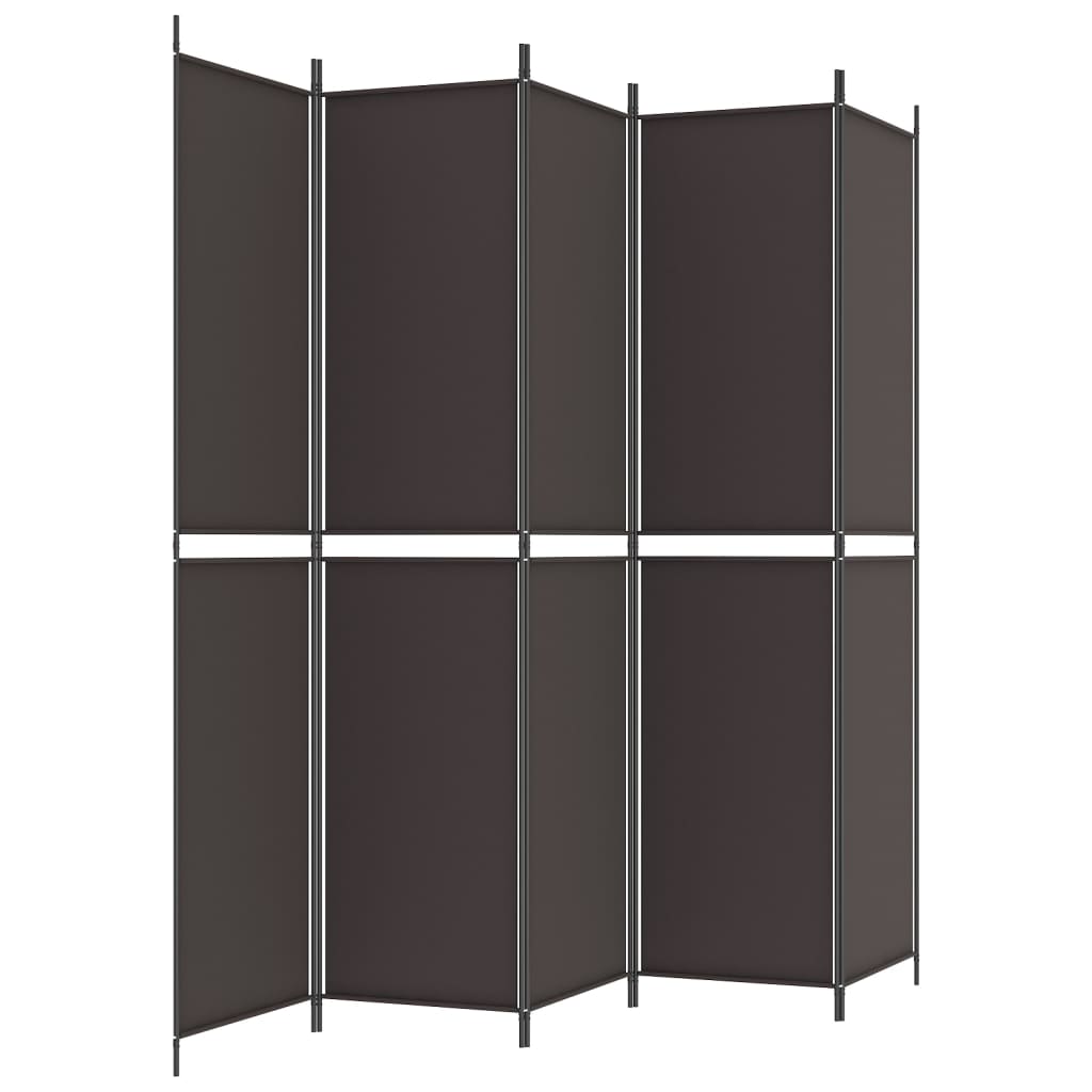 vidaXL Διαχωριστικό Δωματίου με 5 Πάνελ Καφέ 250x220 εκ. από Ύφασμα