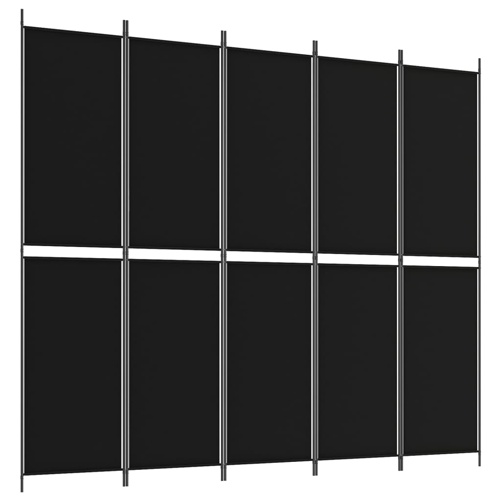 vidaXL Διαχωριστικό Δωματίου με 5 Πάνελ Μαύρο 250x220 εκ. από Ύφασμα