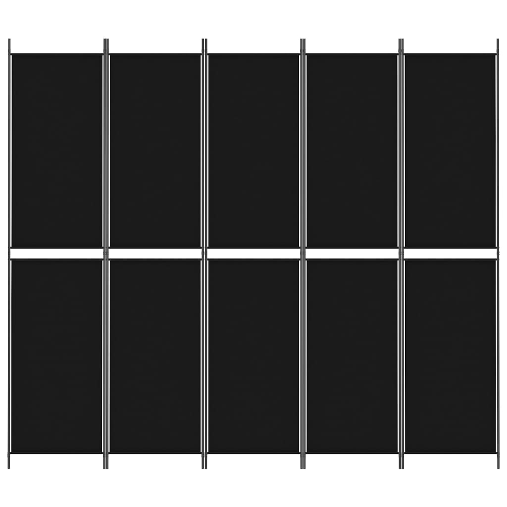 vidaXL Διαχωριστικό Δωματίου με 5 Πάνελ Μαύρο 250x220 εκ. από Ύφασμα
