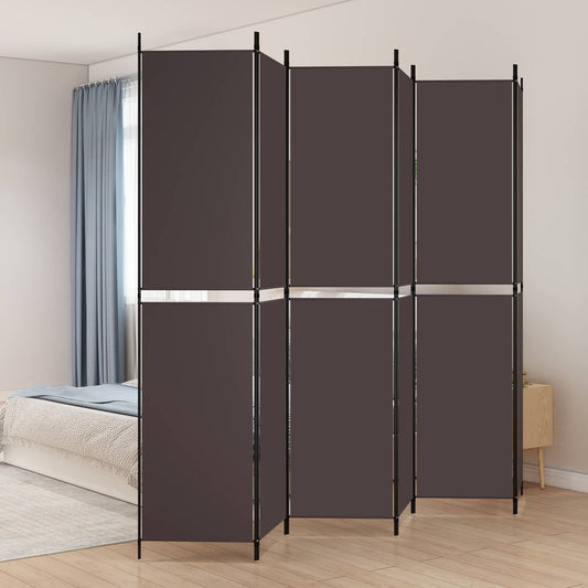 vidaXL Διαχωριστικό Δωματίου με 6 Πάνελ Καφέ 300x220 εκ. από Ύφασμα