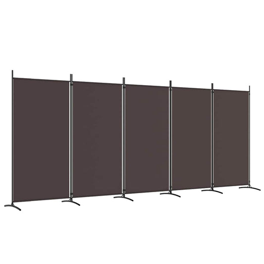 vidaXL Διαχωριστικό Δωματίου με 5 Πάνελ Καφέ 433x180 εκ. από Ύφασμα