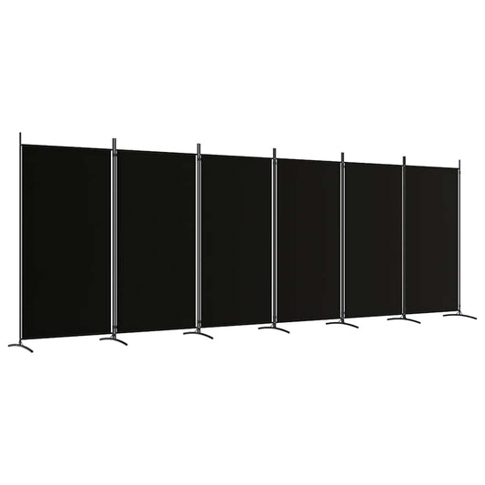 vidaXL Διαχωριστικό Δωματίου με 6 Πάνελ Μαύρο 520x180 εκ. από Ύφασμα