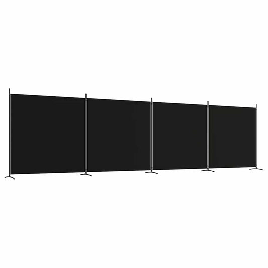 vidaXL Διαχωριστικό Δωματίου με 4 Πάνελ Μαύρο 698x180 εκ. από Ύφασμα