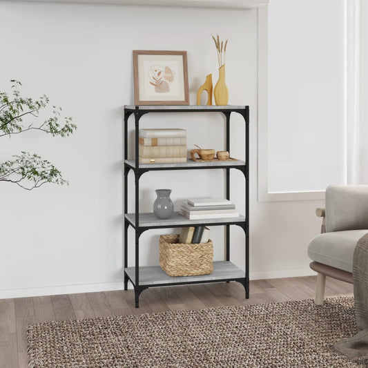 vidaXL Βιβλιοθήκη Γκρι Sonoma 60 x 33 x 100 εκ. Επεξ. Ξύλο & Ατσάλι