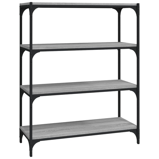 vidaXL Βιβλιοθήκη Γκρι Sonoma 80 x 33 x 100 εκ. Επεξ. Ξύλο & Ατσάλι