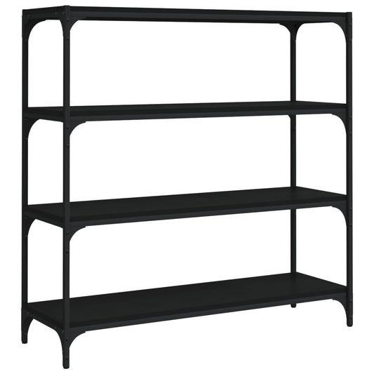 vidaXL Βιβλιοθήκη Μαύρη 100 x 33 x 100 εκ. Επεξεργασμένο Ξύλο & Ατσάλι