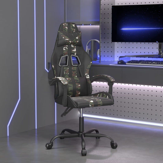 vidaXL Καρέκλα Gaming Περιστρεφόμενη Μαύρη/Παραλλαγή Συνθετικό Δέρμα