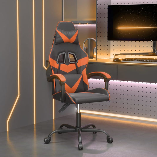 vidaXL Καρέκλα Gaming Περιστρεφόμενη Μαύρη/Πορτοκαλί Συνθετικό Δέρμα