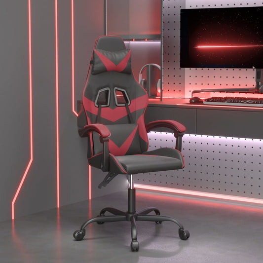 vidaXL Καρέκλα Gaming Περιστρεφόμενη Μαύρη/Μπορντό από Συνθετικό Δέρμα