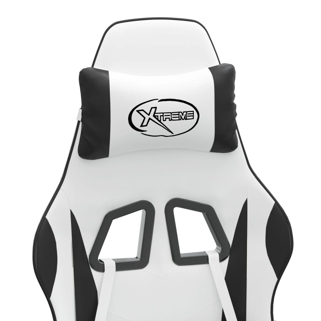 vidaXL Καρέκλα Gaming Περιστρ.Υποπόδιο Λευκό&Μαύρο Συνθετικό Δέρμα