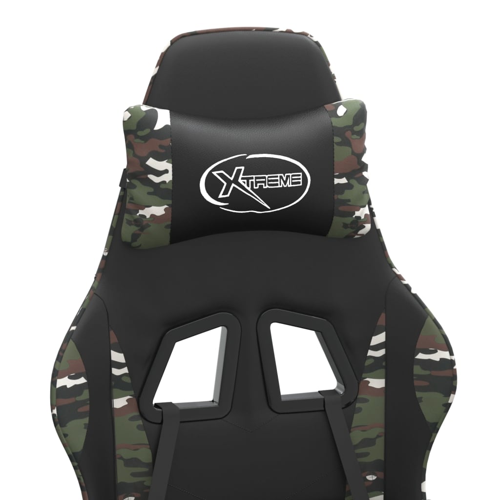 vidaXL Καρέκλα Gaming Μασάζ Υποπόδιο Μαύρη Παραλλαγή Συνθετικό Δέρμα