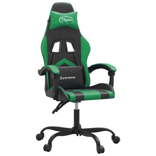 vidaXL Καρέκλα Gaming Περιστρεφόμενη Μαύρη/Πράσινη από Συνθετικό Δέρμα