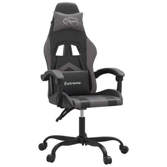 vidaXL Καρέκλα Gaming Περιστρεφόμενη Μαύρη/Γκρι από Συνθετικό Δέρμα