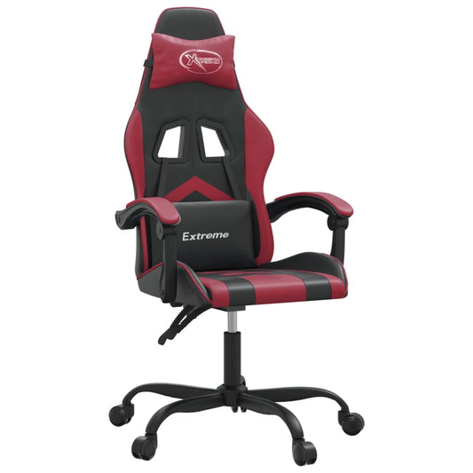 vidaXL Καρέκλα Gaming Περιστρεφόμενη Μαύρη/Μπορντό από Συνθετικό Δέρμα