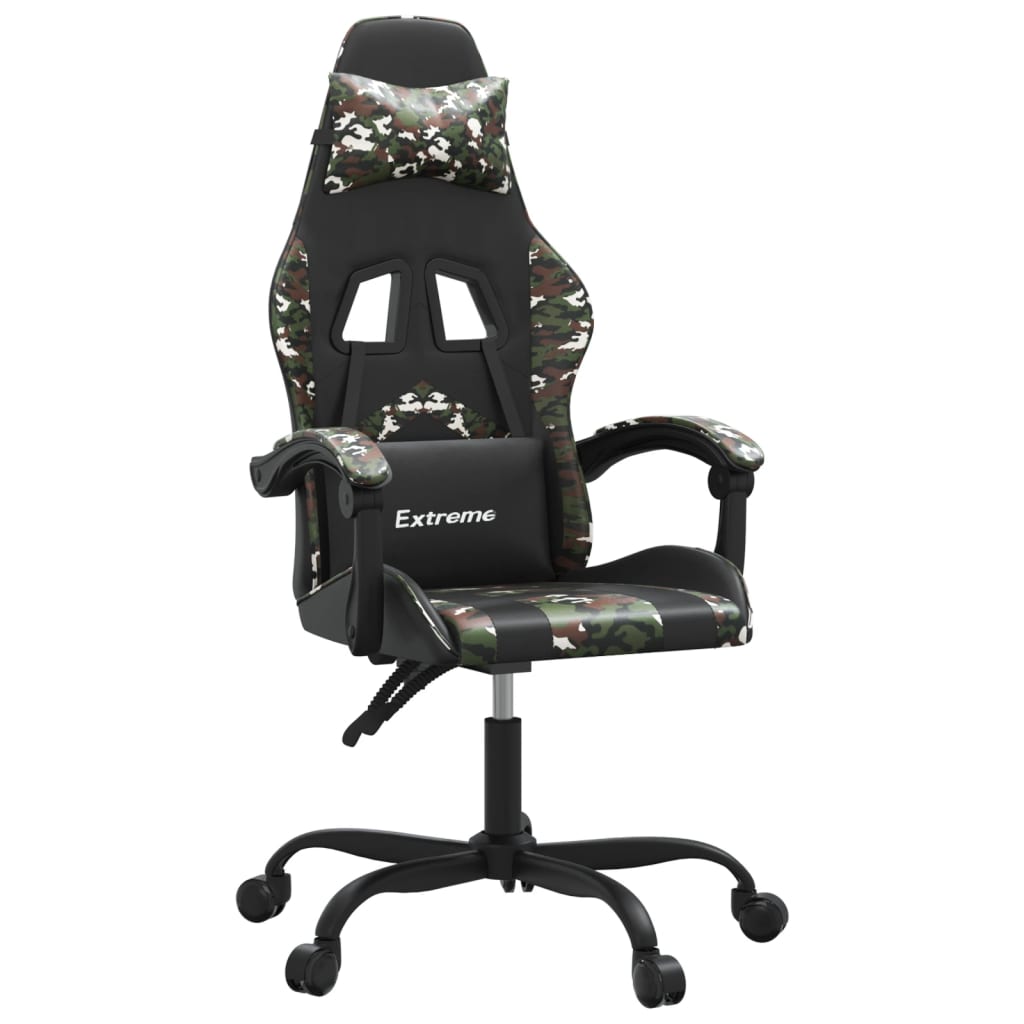 vidaXL Καρέκλα Gaming Περιστρεφόμενη Μαύρη/Παραλλαγή Συνθετικό Δέρμα