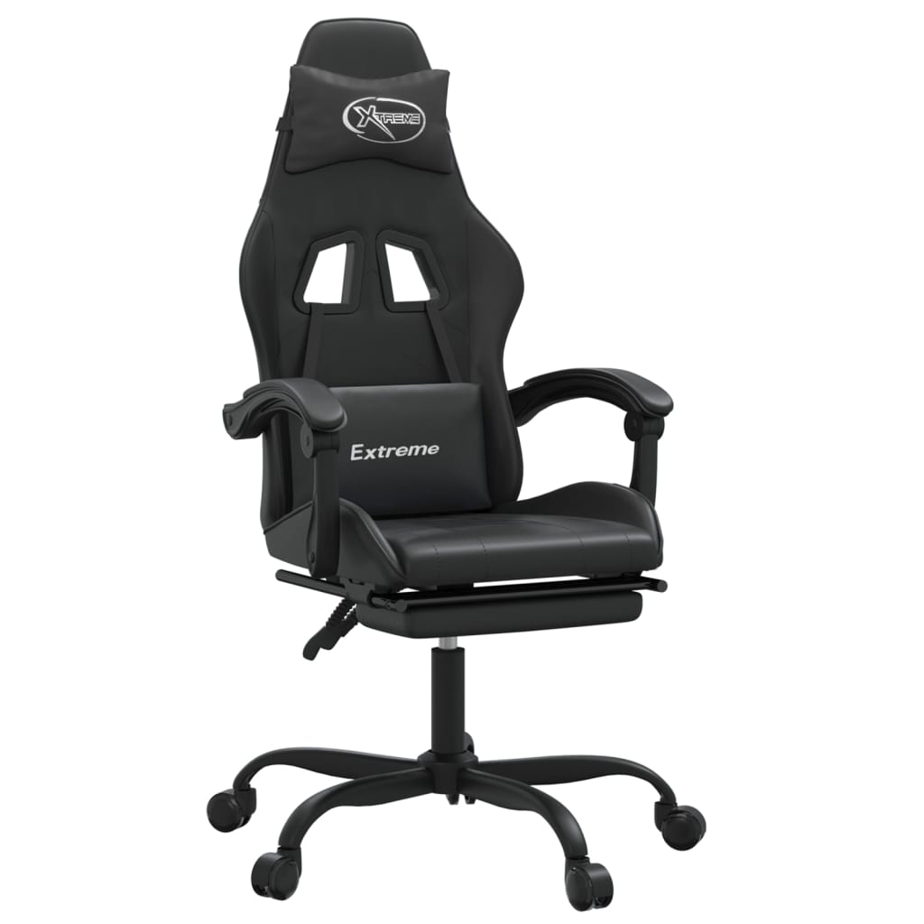vidaXL Καρέκλα Gaming Περιστρ. Υποπόδιο Μαύρο Συνθετικό Δέρμα