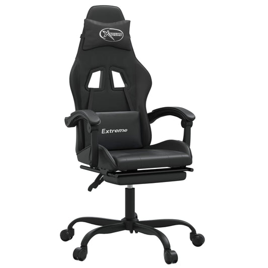 vidaXL Καρέκλα Gaming Περιστρ. Υποπόδιο Μαύρο Συνθετικό Δέρμα