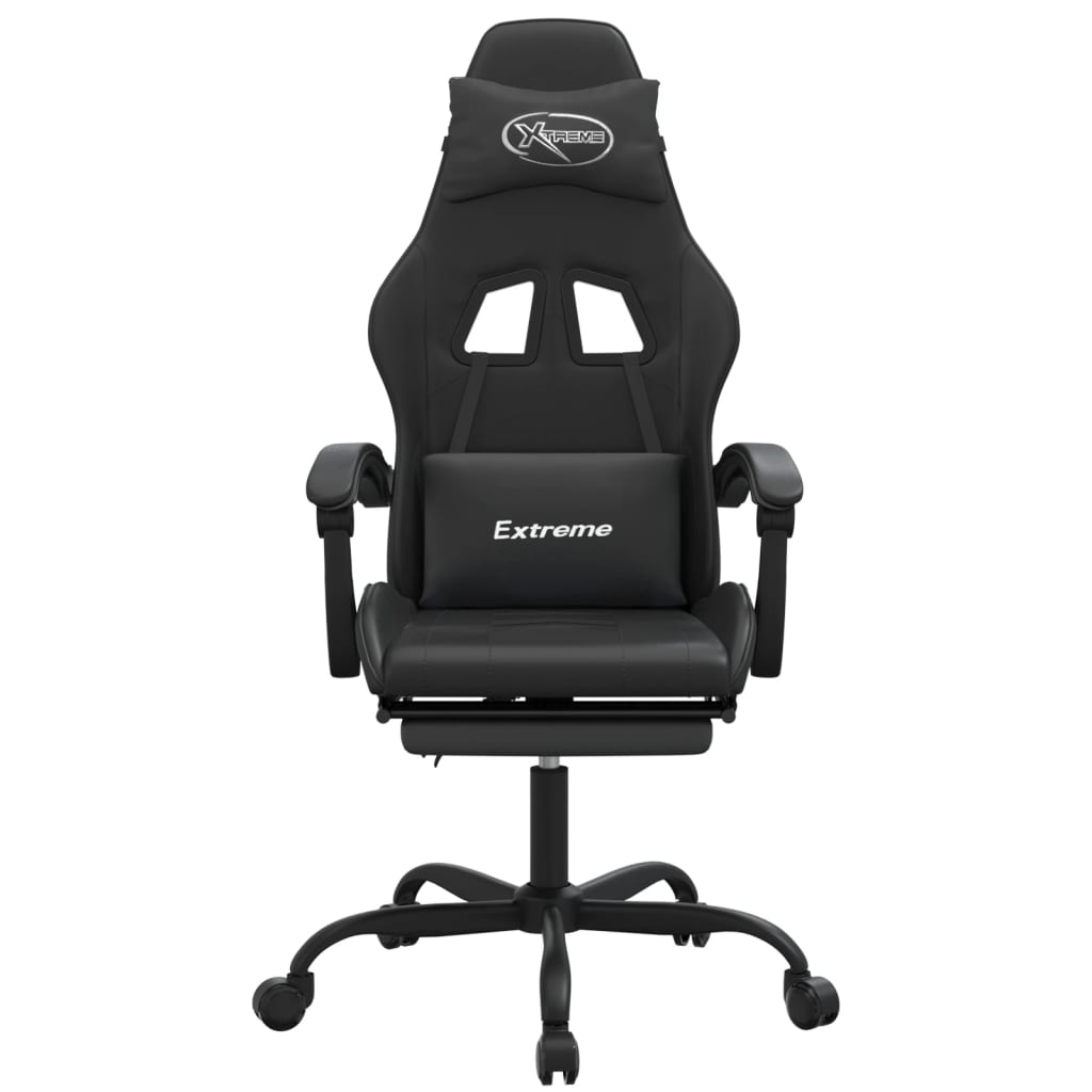 vidaXL Καρέκλα Gaming Περιστρ. Υποπόδιο Μαύρο Συνθετικό Δέρμα