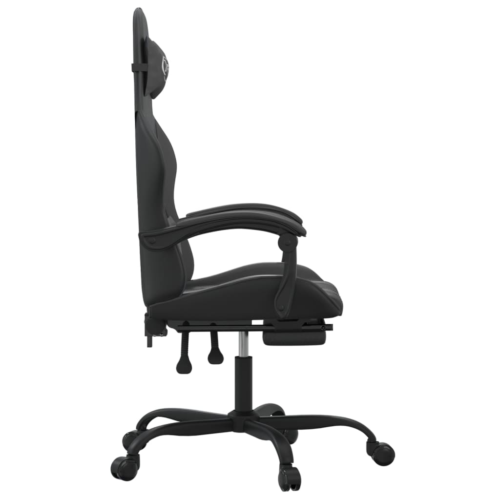vidaXL Καρέκλα Gaming Περιστρ. Υποπόδιο Μαύρο Συνθετικό Δέρμα