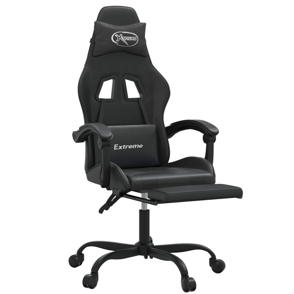 vidaXL Καρέκλα Gaming Περιστρ. Υποπόδιο Μαύρο Συνθετικό Δέρμα