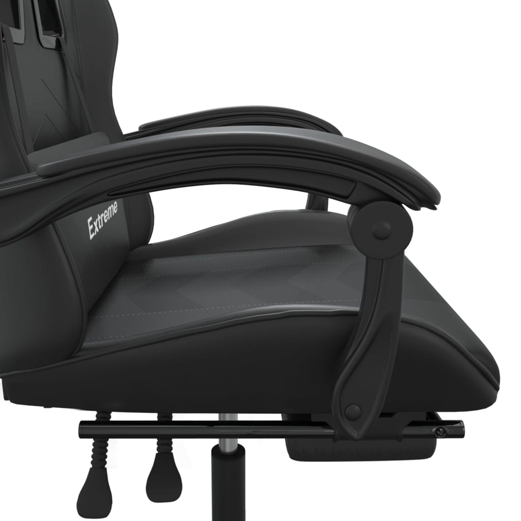 vidaXL Καρέκλα Gaming Περιστρ. Υποπόδιο Μαύρο Συνθετικό Δέρμα