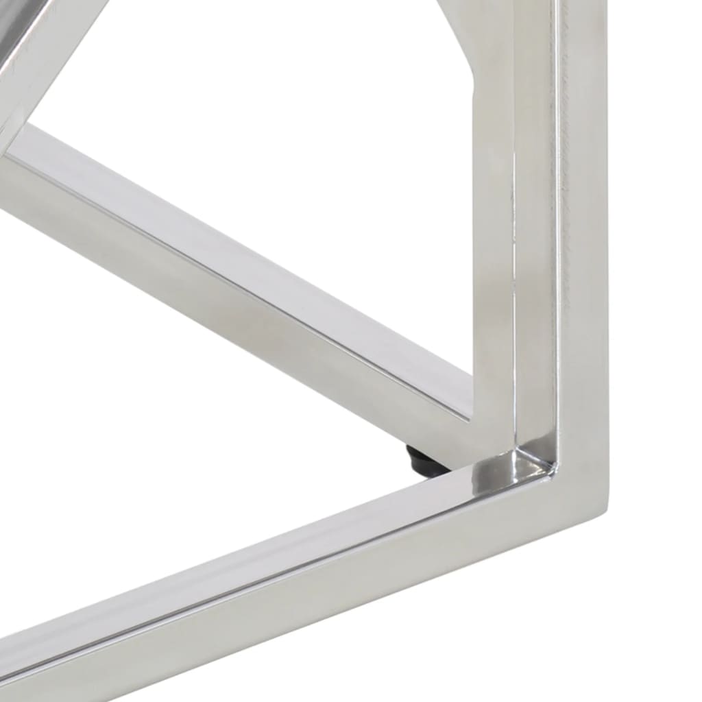 vidaXL Τραπέζι Σαλονιού Ασημί από Ανοξείδωτο Ατσάλι και Ψημένο Γυαλί