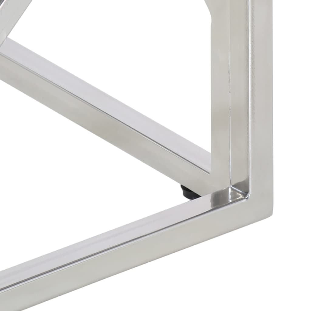 vidaXL Τραπέζι Σαλονιού Ασημί Ανοξείδωτο Ατσάλι & Μασίφ Ξύλο Στρωτήρων