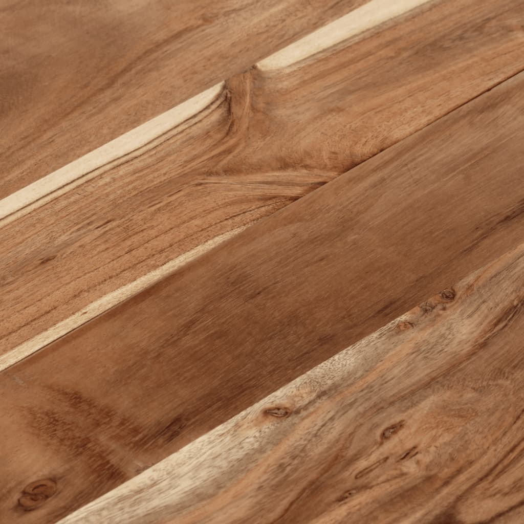 vidaXL Τραπεζάκι Σαλονιού Ασημί Ανοξείδωτο Ατσάλι & Μασίφ Ξύλο Ακακίας