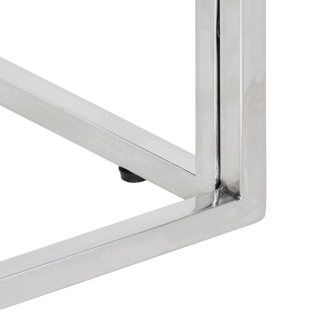 vidaXL Τραπεζάκι Σαλονιού Ασημί Ανοξείδωτο Ατσάλι & Μασίφ Ξύλο Ακακίας