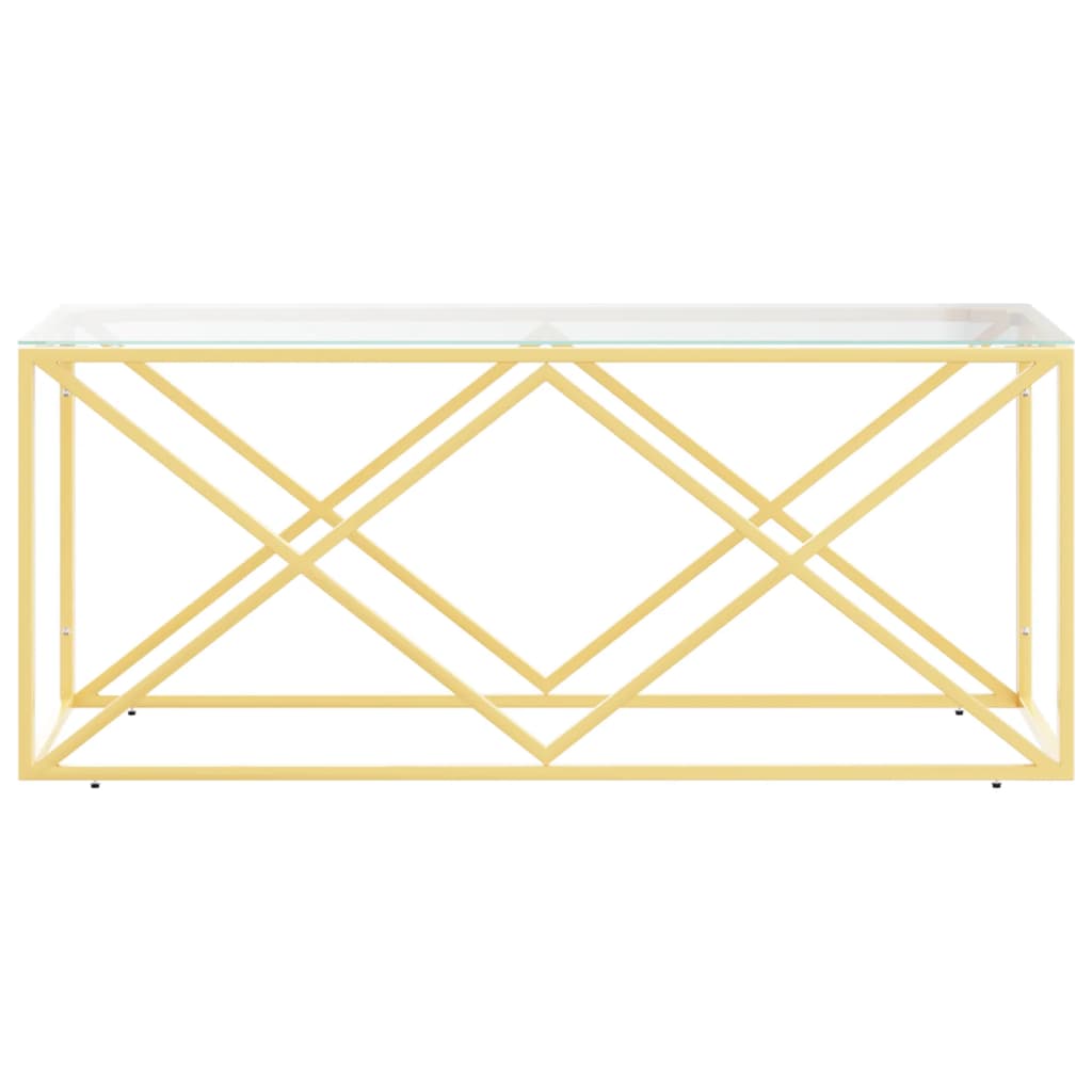 vidaXL Τραπέζι Σαλονιού 110x45x45 εκ. από Ανοξ. Ατσάλι και Γυαλί