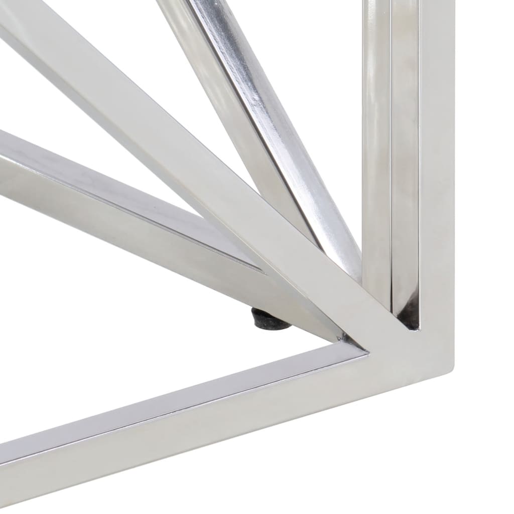 vidaXL Τραπέζι Σαλονιού Ασημί από Ανοξείδωτο Ατσάλι και Ψημένο Γυαλί