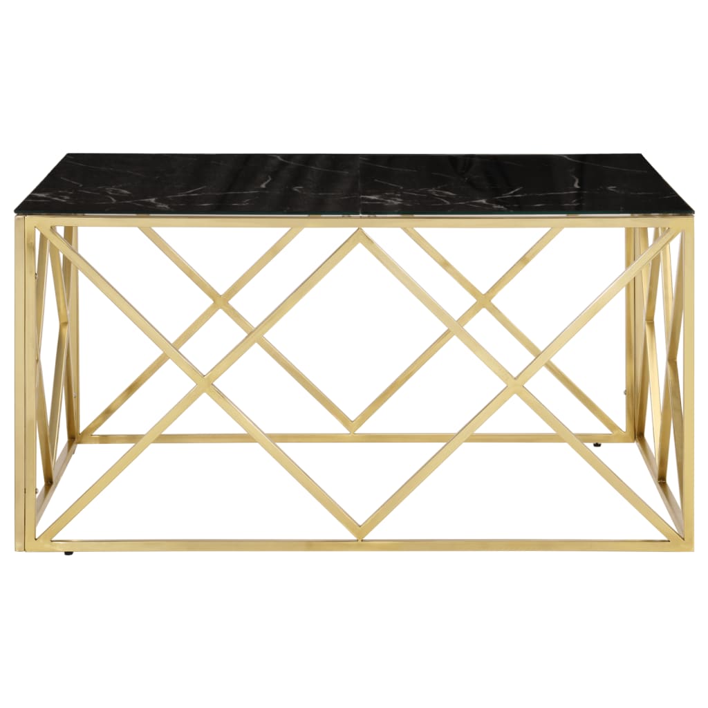 vidaXL Τραπέζι Σαλονιού Χρυσό από Ανοξείδωτο Ατσάλι και Ψημένο Γυαλί