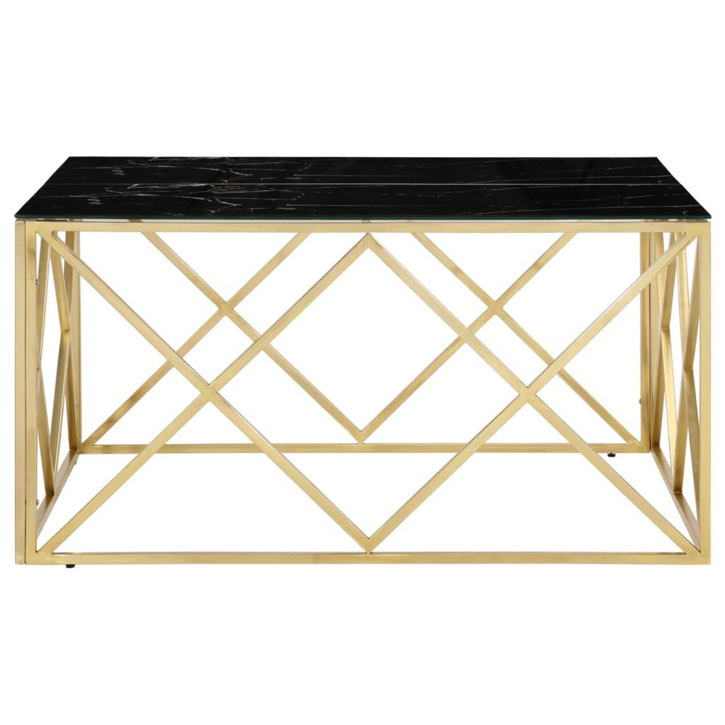 vidaXL Τραπέζι Σαλονιού Χρυσό από Ανοξείδωτο Ατσάλι και Ψημένο Γυαλί