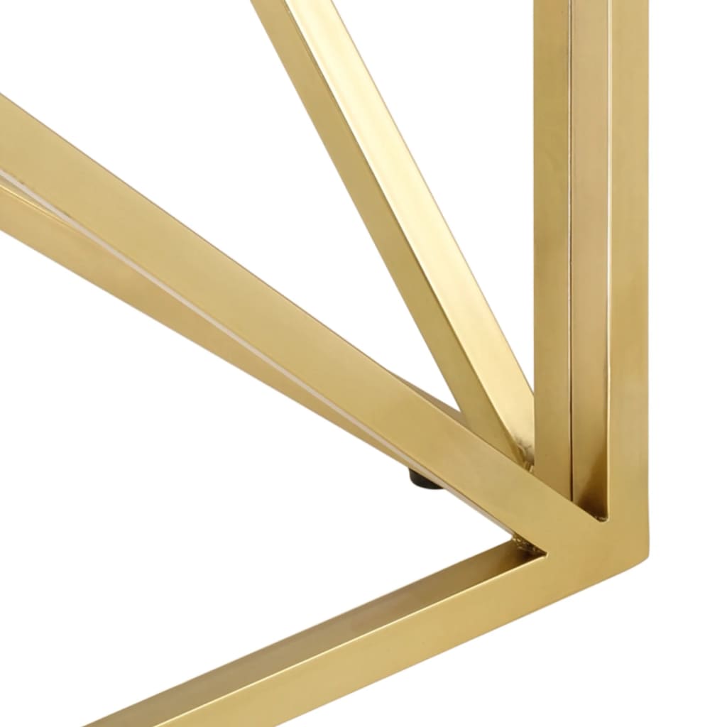 vidaXL Τραπέζι Σαλονιού Χρυσό Ανοξείδωτο Ατσάλι & Μασίφ Ξύλο Στρωτήρων