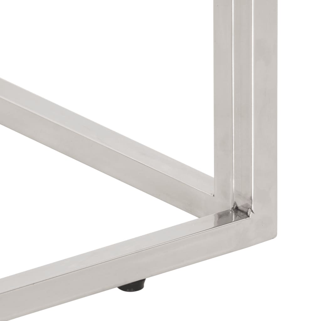 vidaXL Κονσόλα Σαλονιού Ασημί Ανοξείδωτο Ατσάλι & Ξύλο Sleeper