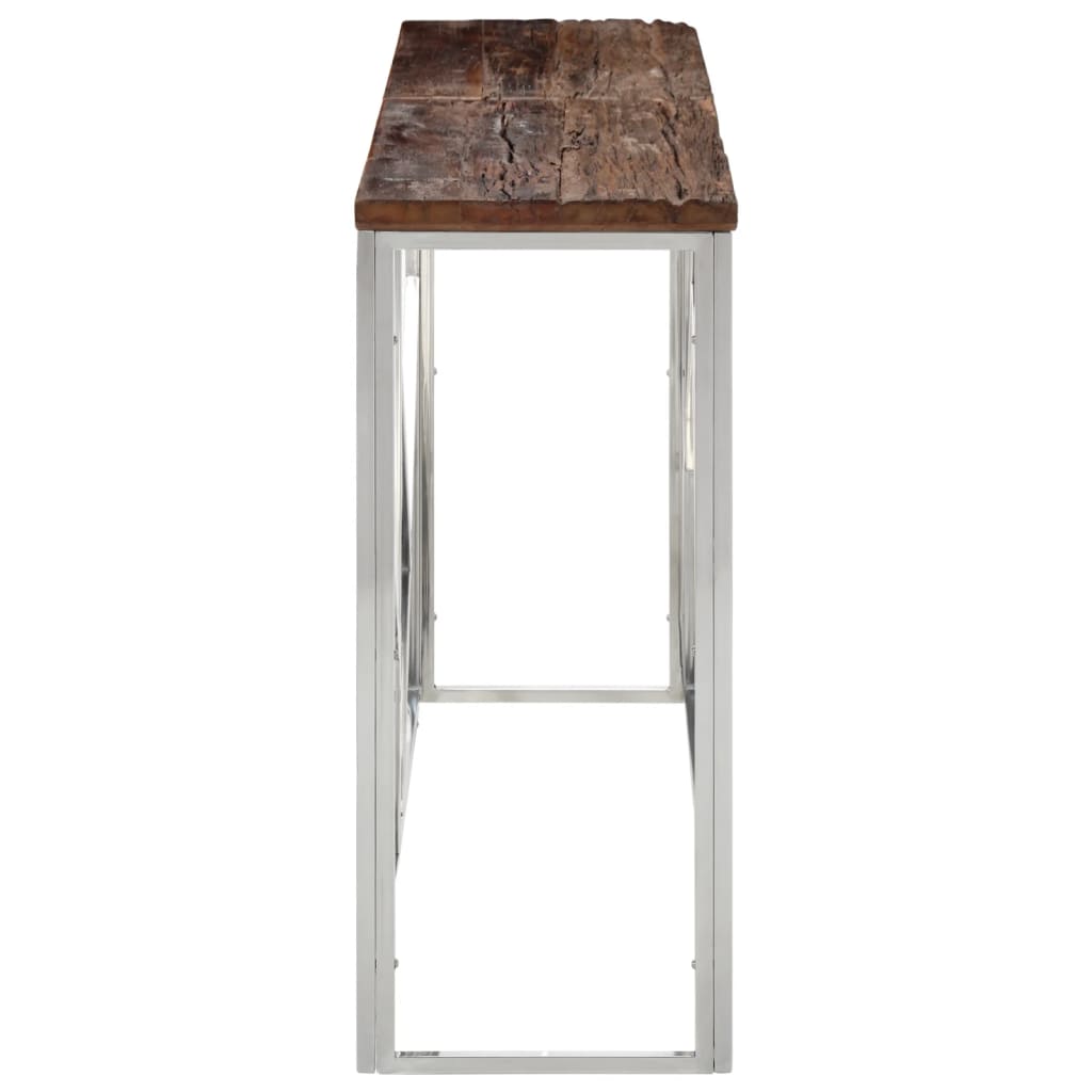 vidaXL Κονσόλα Σαλονιού Ασημί Ανοξείδωτο Ατσάλι & Ξύλο Sleeper