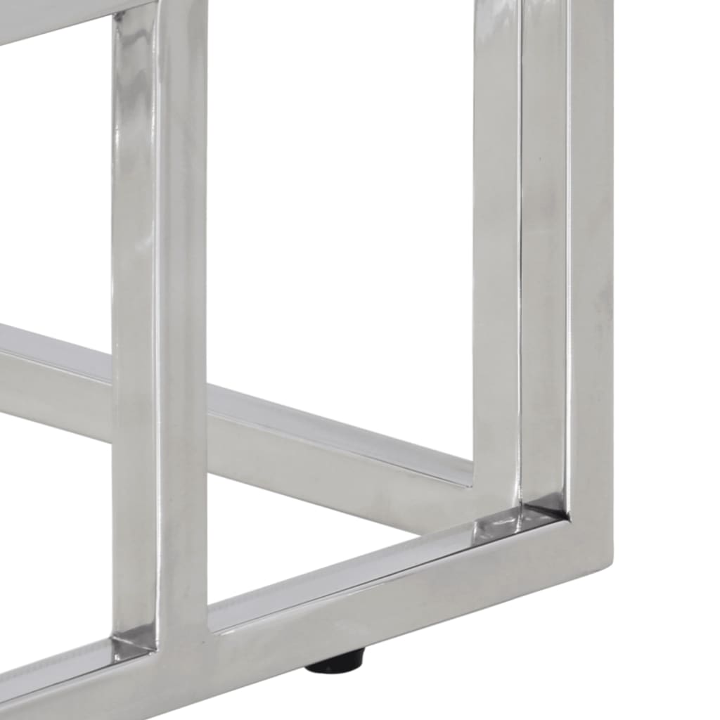 vidaXL Τραπέζι Κονσόλα Ασημί από Ανοξείδωτο Ατσάλι και Ψημένο Γυαλί