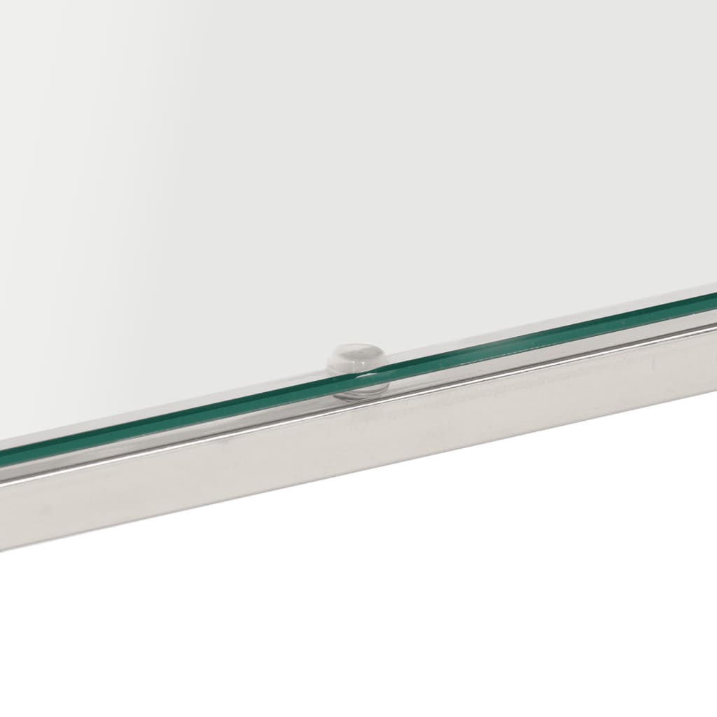 vidaXL Τραπέζι Σαλονιού Ασημί από Ανοξείδωτο Ατσάλι και Ψημένο Γυαλί