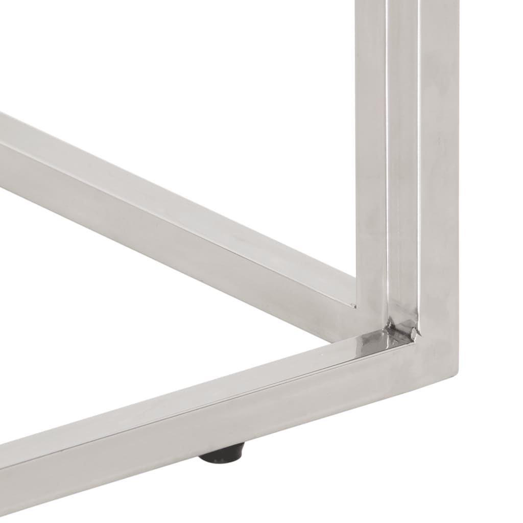 vidaXL Τραπέζι Σαλονιού Ασημί από Ανοξείδωτο Ατσάλι και Ψημένο Γυαλί