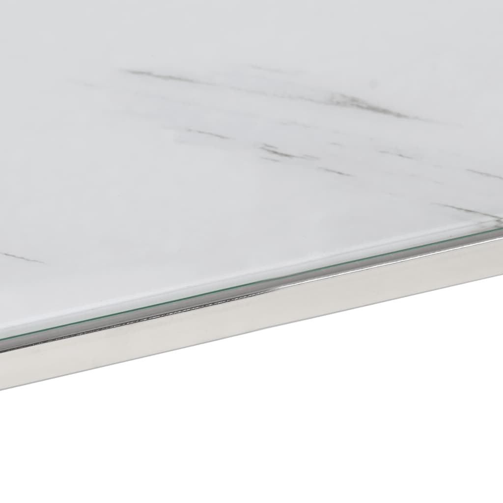 vidaXL Τραπέζι Σαλονιού Ασημί από Ανοξείδωτο Ατσάλι και Ψημένο Γυαλί