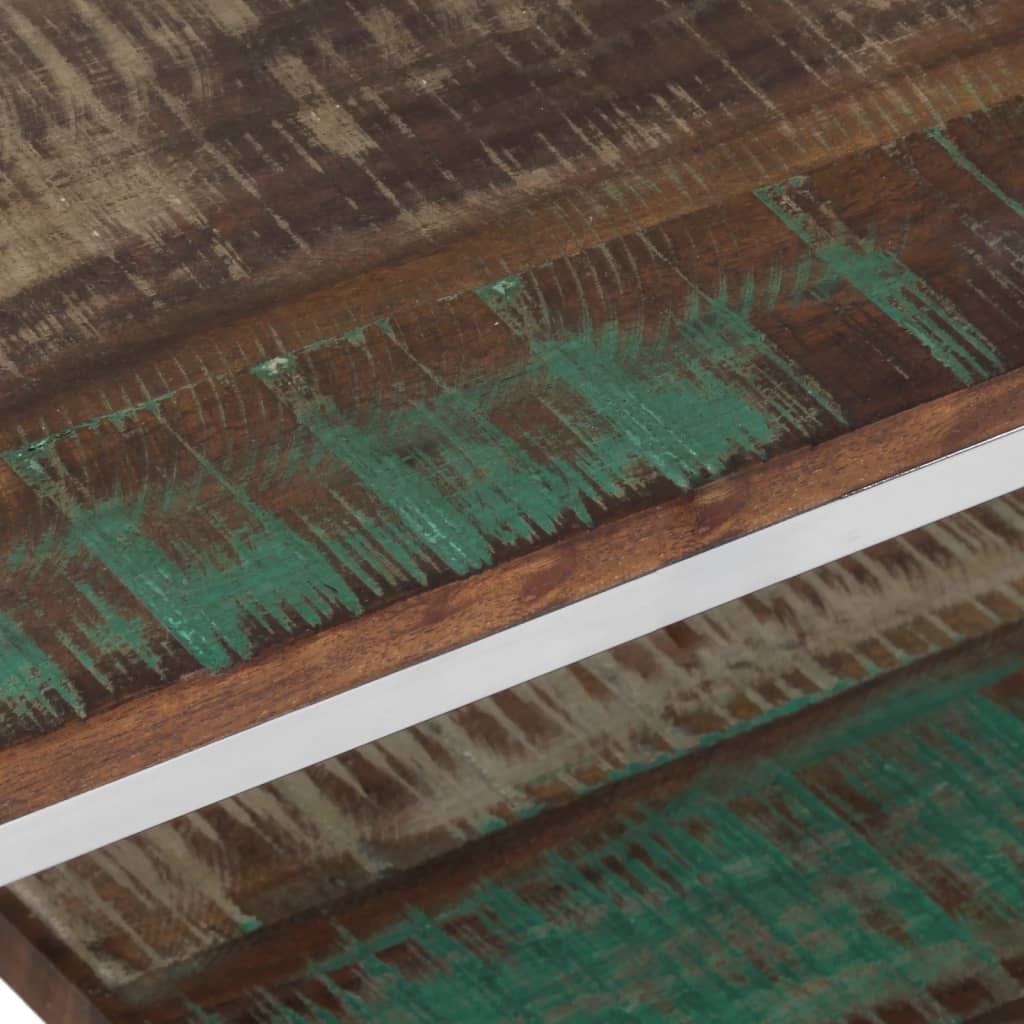 vidaXL Τραπεζάκι Σαλονιού Ασημί Ανοξείδωτο Ατσάλι & Μασίφ Ανακ. Ξύλο