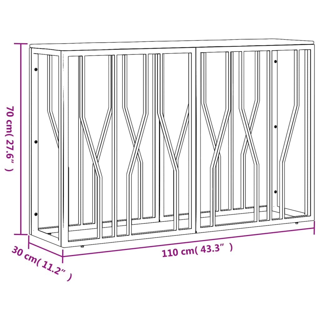 vidaXL Τραπέζι Κονσόλα Ασημί Ανοξείδωτο Ατσάλι & Μασίφ Ξύλο Ακακίας