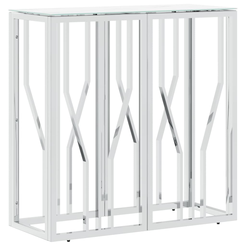 vidaXL Τραπέζι Κονσόλα Ασημί 70x30x70 εκ. Ανοξείδωτο Ατσάλι και Γυαλί