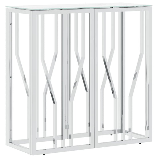 vidaXL Τραπέζι Κονσόλα Ασημί 70x30x70 εκ. Ανοξείδωτο Ατσάλι και Γυαλί
