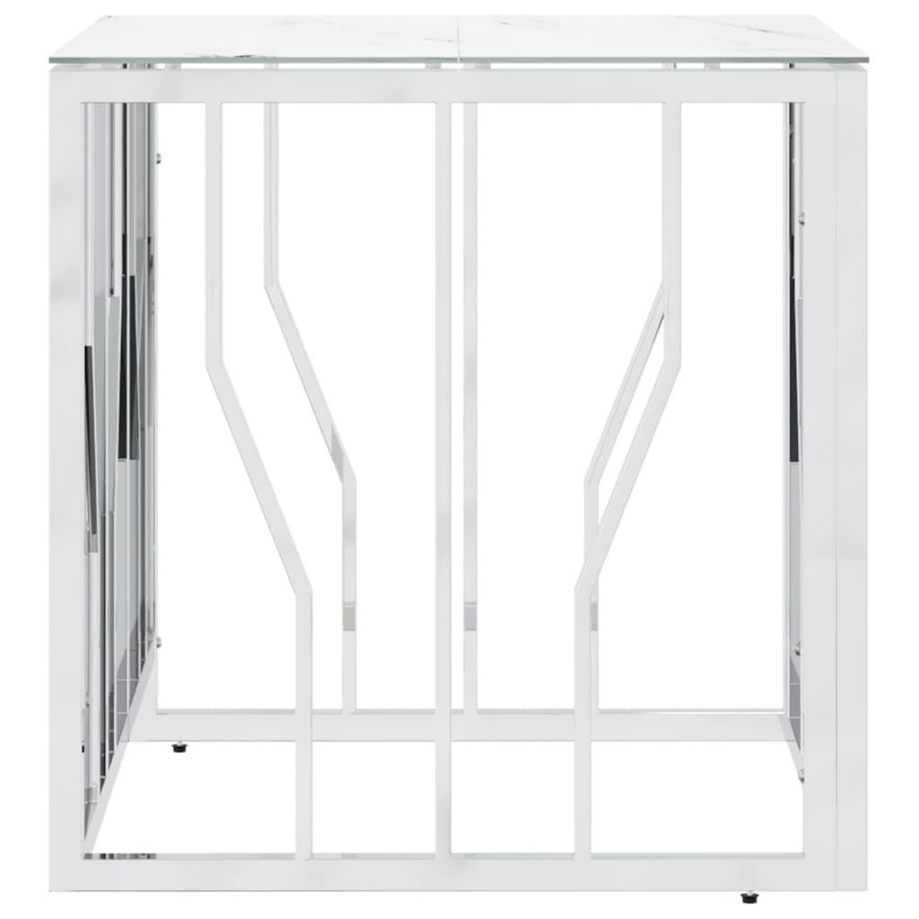 vidaXL Τραπέζι Σαλονιού Ασημί 50x50x50 εκ. Ανοξείδωτο Ατσάλι και Γυαλί