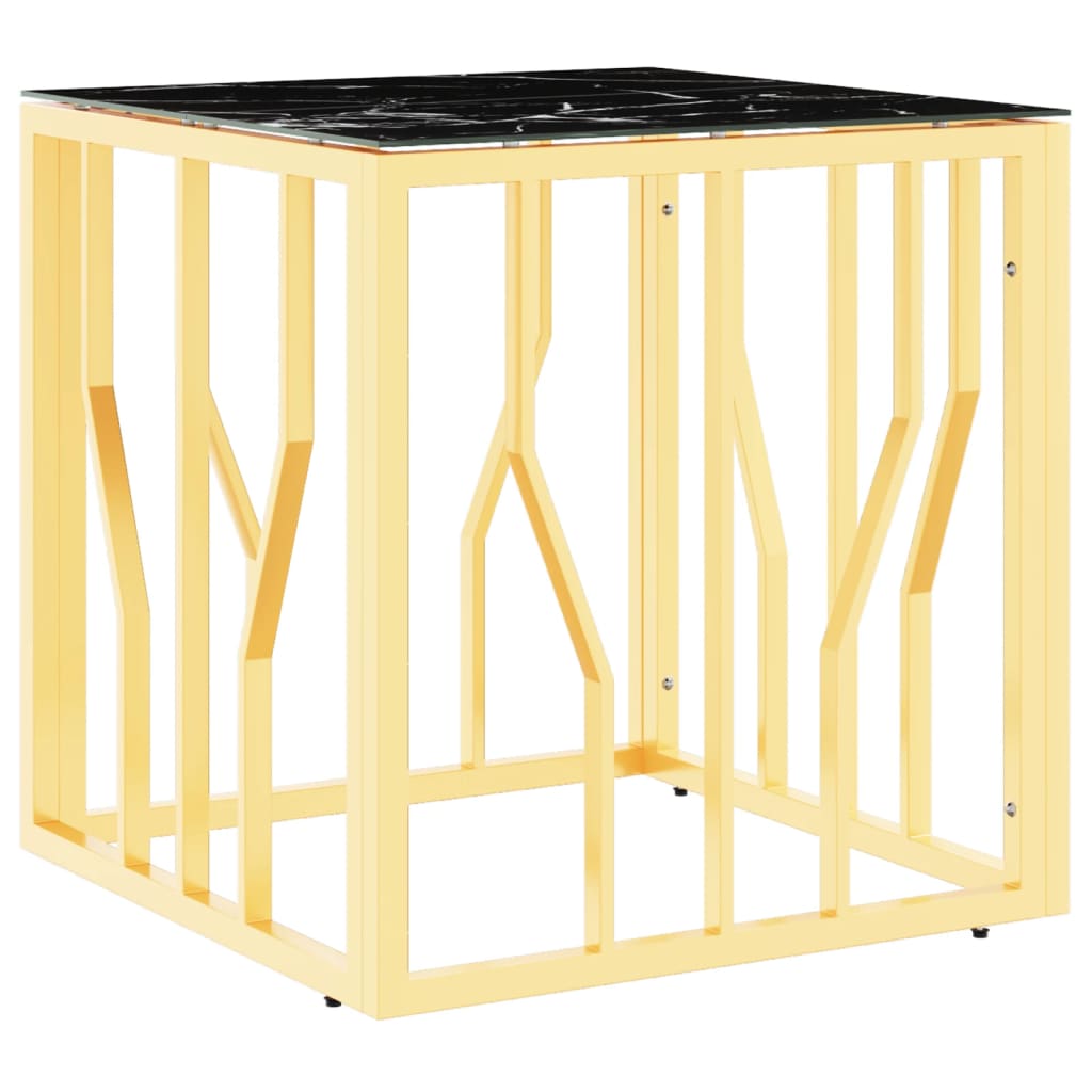 vidaXL Τραπέζι Σαλονιού Χρυσό 50x50x50 εκ. Ανοξείδωτο Ατσάλι και Γυαλί