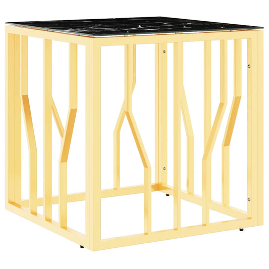 vidaXL Τραπέζι Σαλονιού Χρυσό 50x50x50 εκ. Ανοξείδωτο Ατσάλι και Γυαλί