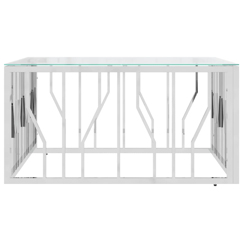 vidaXL Τραπέζι Σαλονιού 80x80x40 εκ. από Ανοξείδωτο Ατσάλι και Γυαλί